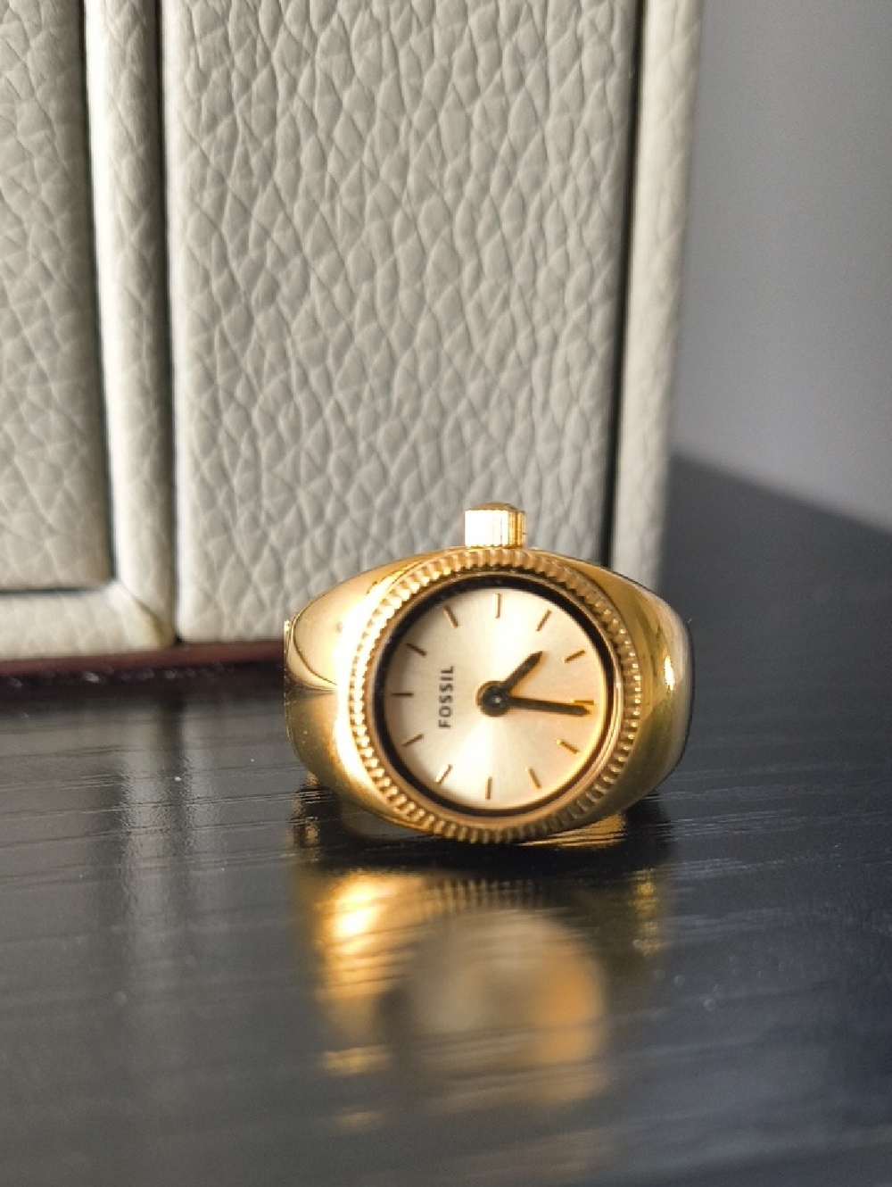 Fossil Gold Tone Ring Watch with Champagne Dial